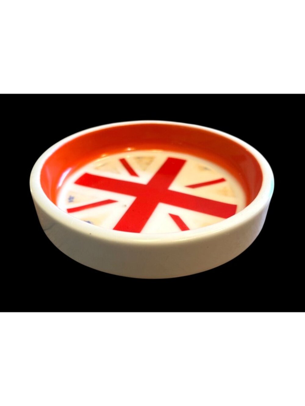 Vtg Union Jack Ceramic Trinket Dish 4"